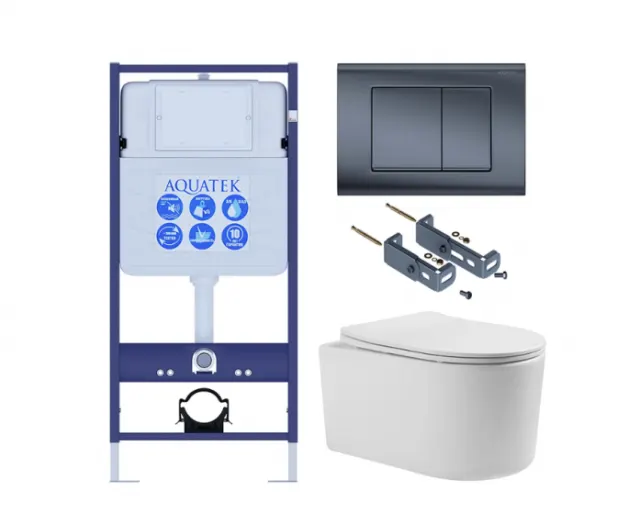 Комплект AQUATEK SET МИЯ Т-033 4в1 (рама Standard INS-0000012+крепёж KKI-0000016+клавиша KDI-0000033+унитаз Мия AQ2004T-00 с сиденьем)