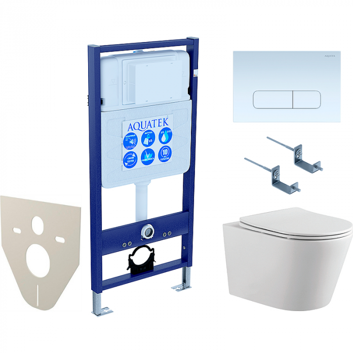 Комплект AQUATEK SET ВЕГА-1905-013 KK-1 (рама Standard INS-0000012 с клавишей KDI-0000013 и крепежом KKI-0000001+унитаз Вега AQ1905-00 с сиденьем)