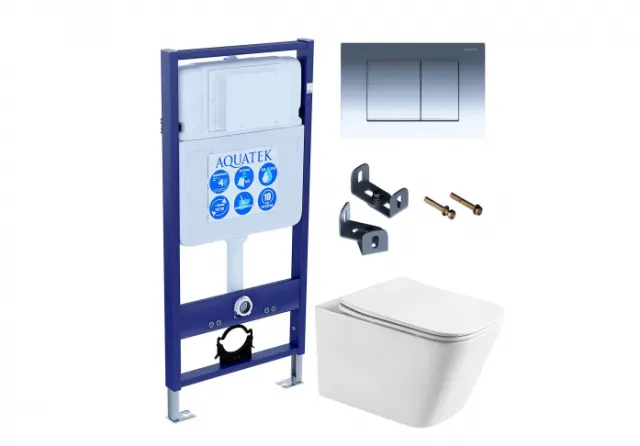 Комплект AQUATEK SET ЛИБРА T-010/KKI33 (рама INS-0000012+крепеж KKI-0000033+клавиша KDI-0000010+унитаз Либра AQ1505T-00 с сиденьем)