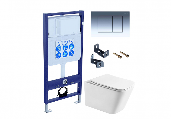 Комплект AQUATEK SET ЛИБРА T-010/KKI33 (рама INS-0000012+крепеж KKI-0000033+клавиша KDI-0000010+унитаз Либра AQ1505T-00 с сиденьем)