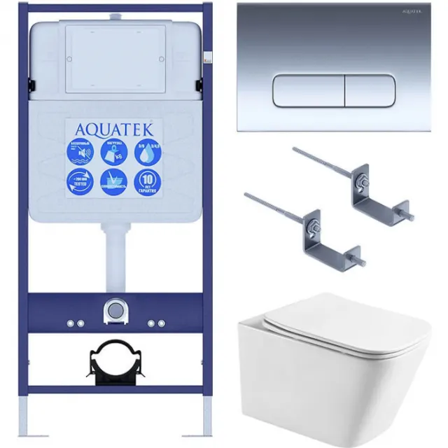 Комплект AQUATEK SET ЛИБРА T-016 4в1 (рама Standard INS-0000012+крепеж KKI-0000002+клавиша KDI-0000016+унитаз Либра AQ1505T-00 с сиденьем)