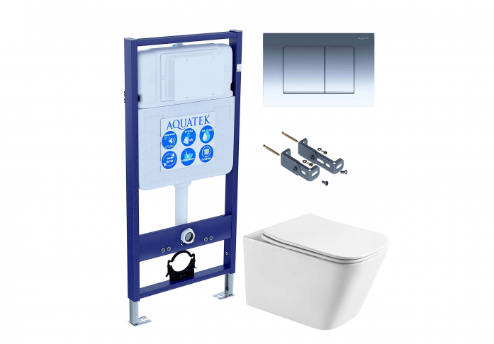 Комплект AQUATEK SET ЛИБРА T-010/KKI16 (рама INS-0000012+крепеж KKI-0000016+клавиша KDI-0000010+унитаз Либра AQ1505T-00 с сиденьем )
