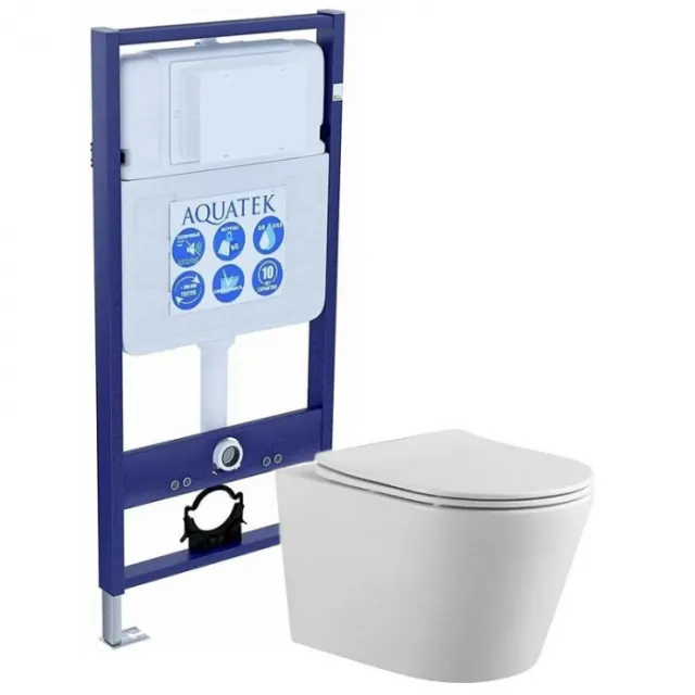 Комплект Акватек SET AQUATEK ВЕГА-1905-016 (рама Standard INS-0000012 с клавишей KDI-0000016 и крепежом KKI-0000002+унитаз ВЕГА AQ1905-00 с сиденьем)