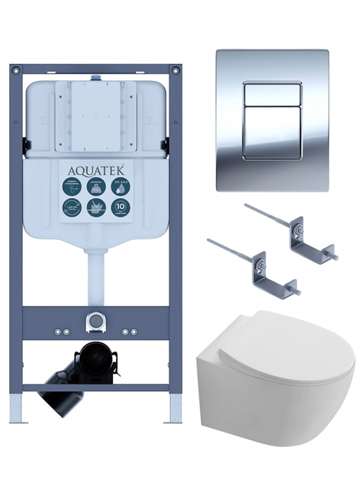 Комплект AQUATEK SET СИРИУС PNN-02 4в1 (рама INSP-0000002+крепёж KKI-0000002+клавиша PNN-0000002+унитаз AQ1582T-00 с сиденьем)