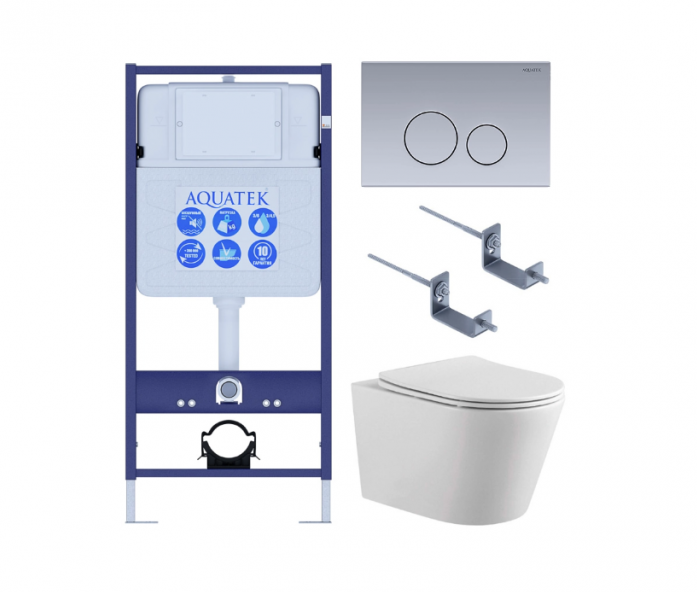 Комплект AQUATEK SET ВЕГА-1905-036 (рама Standard INS-0000012 с клавишей KDI-0000036 и крепежом KKI-0000002+унитаз Вега AQ1905-00 с сиденьем)