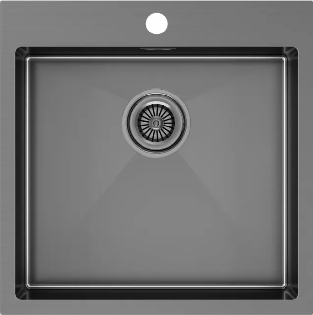 Кухонная мойка Paulmark Мойка нерж. сталь KRONER 51, PM215151-GM, вороненая сталь, 510х510мм,