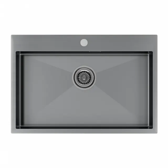 Мойка Paulmark нерж. сталь KRONER 75, PM217551-GM, вороненая сталь, 750х510мм,