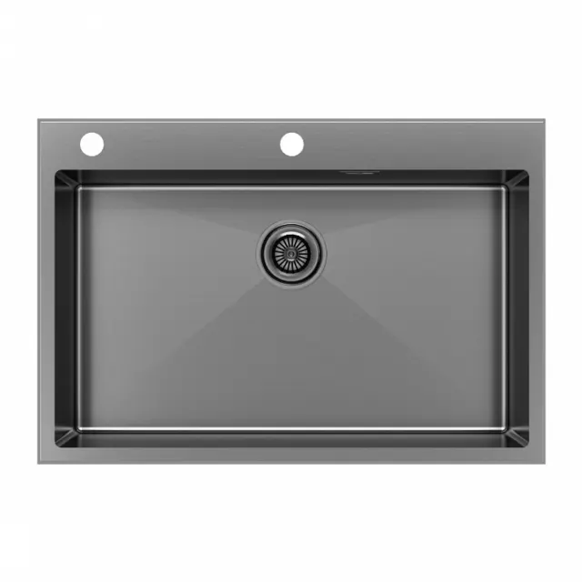 Кухонная мойка Paulmark Мойка нерж. сталь KRONER-EDGE 75, PM777551-GM, вороненая сталь, 750х510мм,