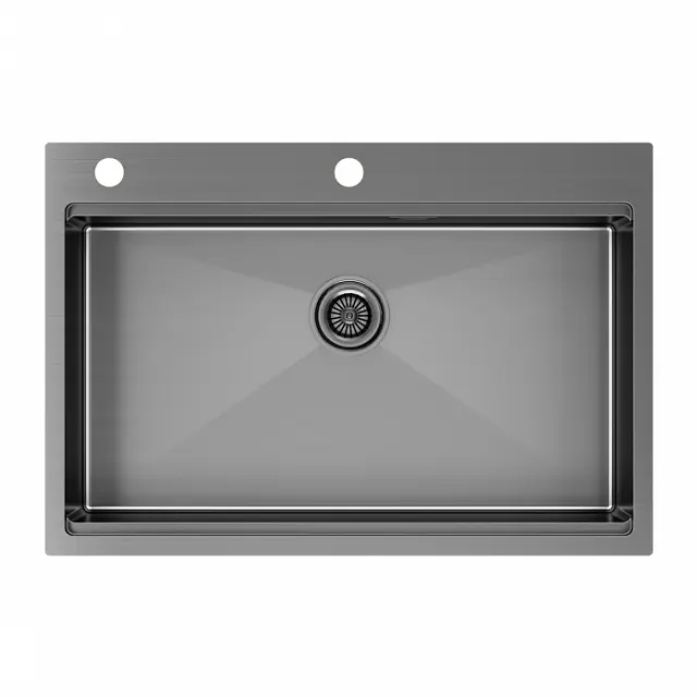 Кухонная мойка Paulmark Мойка нерж. сталь KRONER-PRO 75, PM707551-GM, вороненая сталь, 750х510мм,