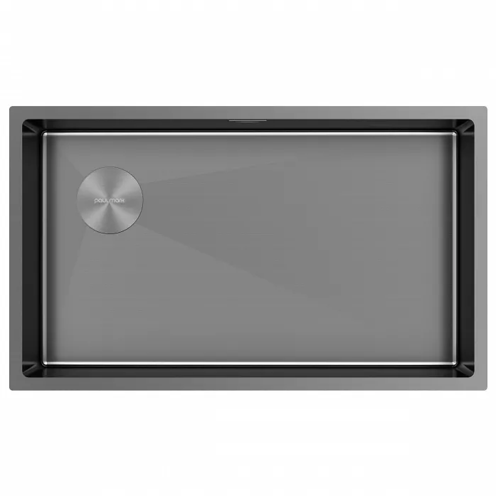 Кухонная мойка Paulmark Мойка нерж. сталь NEXT-SKEW 74-L UNI, PM887444-L-GM, вороненая сталь,740х440мм,
