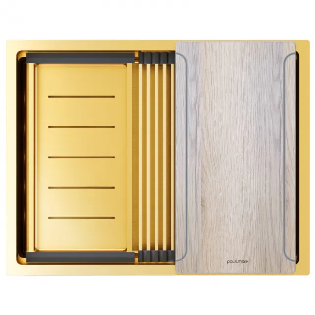 Мойка Paulmark нерж. сталь NEXT-MULTI SINK 58 UNI, PM785845-BG, брашированное золото, 580х450мм,