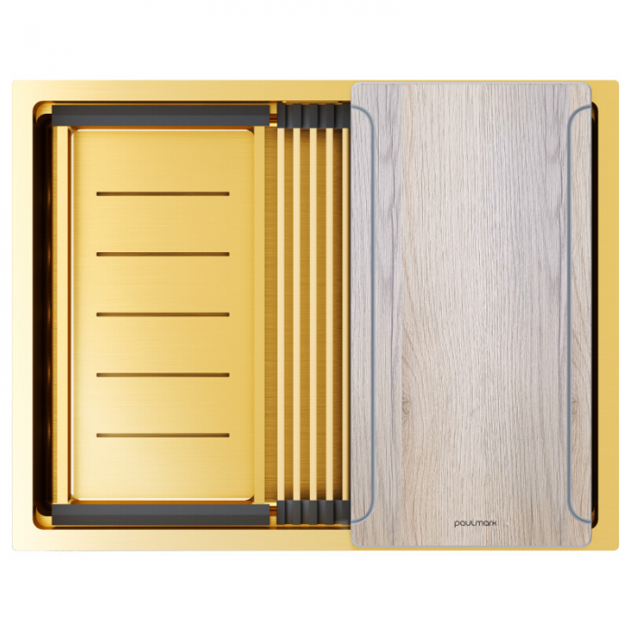 Мойка Paulmark нерж. сталь NEXT-MULTI SINK 58 UNI, PM785845-BG, брашированное золото, 580х450мм,