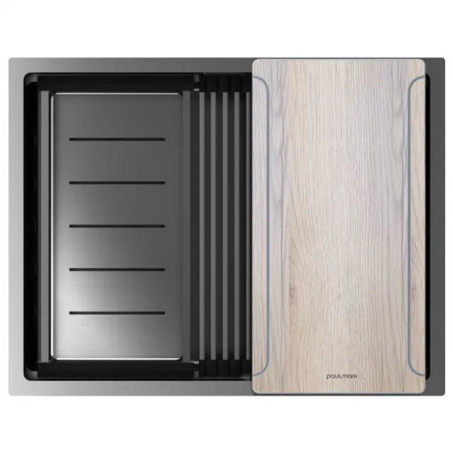 Мойка Paulmark нерж. сталь NEXT-MULTI SINK 58 UNI, PM785845-GM, вороненая сталь, 580х450мм,