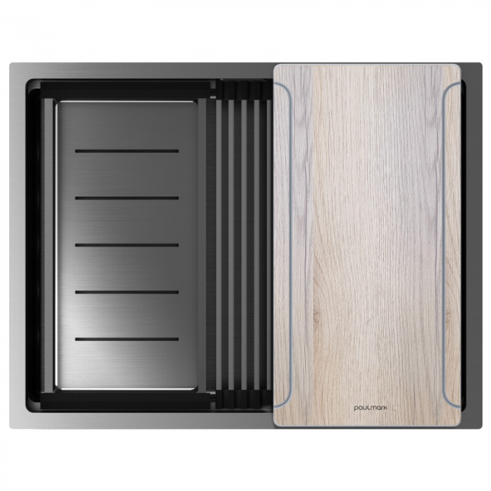 Мойка Paulmark нерж. сталь NEXT-MULTI SINK 58 UNI, PM785845-GM, вороненая сталь, 580х450мм,