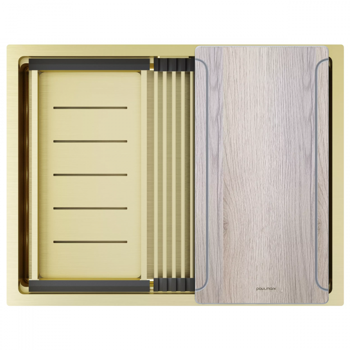 Мойка Paulmark нерж. сталь NEXT-MULTI SINK 58 UNI, PM785845-LG, светлое золото, 580х450мм,