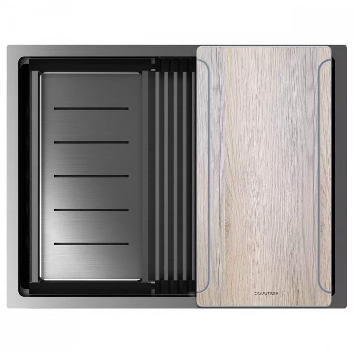 Кухонная мойка Paulmark Мойка нерж. сталь NEXT-MULTI SINK 58-L UNI, PM785845-L-GM, вороненая сталь, 580х450мм,