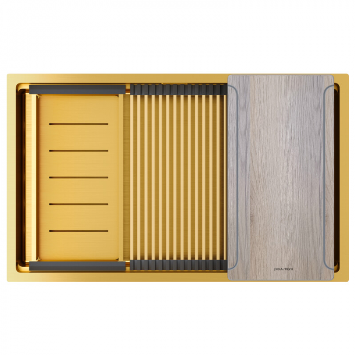 Мойка Paulmark нерж. сталь NEXT-MULTI SINK 74 UNI, PM787445-BG, брашированное золото, 740х450мм,