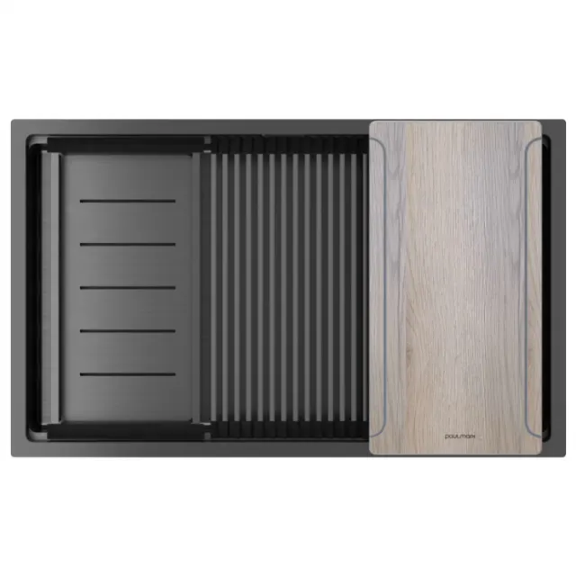 Мойка Paulmark нерж. сталь NEXT-MULTI SINK 74 UNI, PM787445-GM, вороненая сталь,740х450мм,