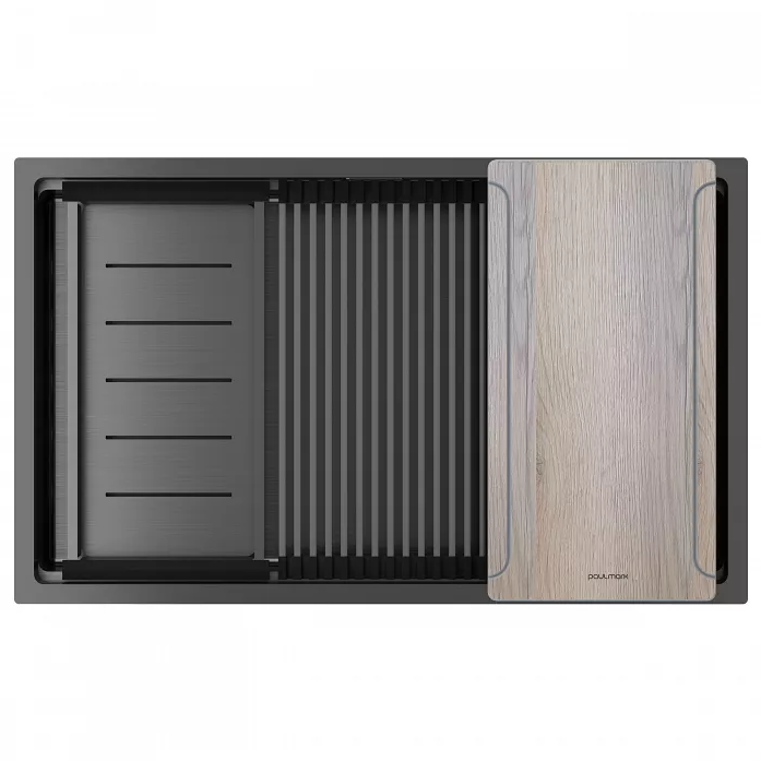 Кухонная мойка Paulmark Мойка нерж. сталь NEXT-MULTI SINK 74-L UNI, PM787445-L-GM, вороненая сталь,740х450мм,