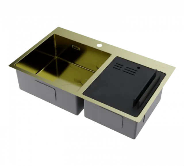 Мойка Omoikiri Akisame 86-2-LG Side светлое золото 4997048