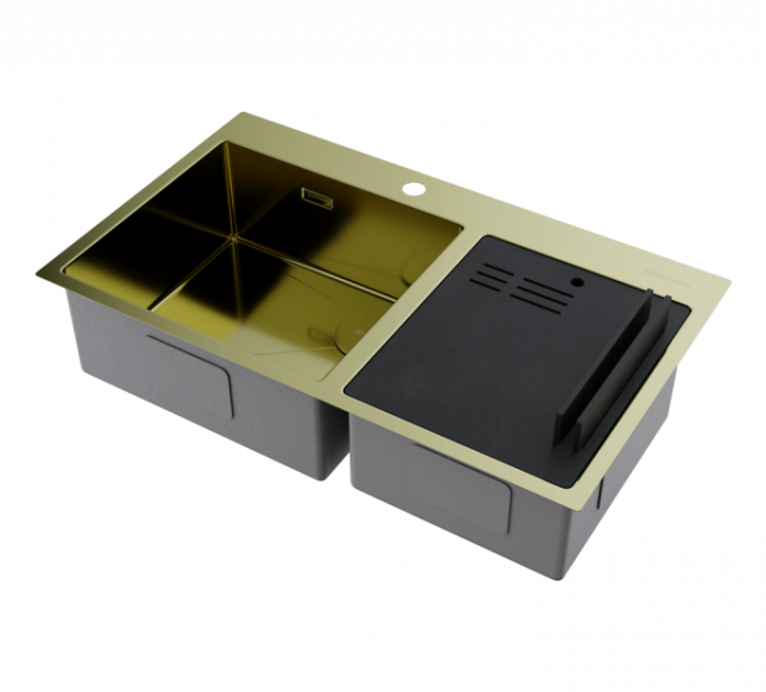 Мойка Omoikiri Akisame 86-2-LG Side светлое золото 4997048
