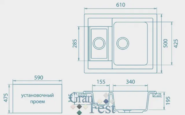 Кухонная мойка GranFest Quadro GF-Q610K серый