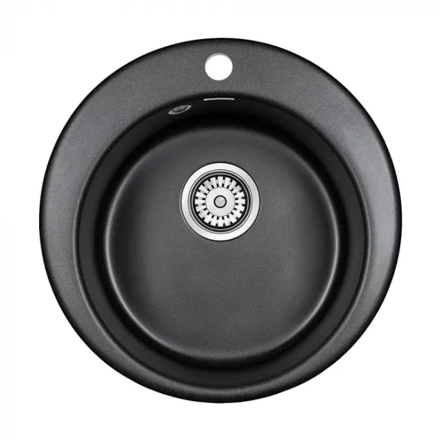Кухонная мойка Paulmark Мойка GELEGEN 50, IT-GRANIT, PM404800-BL, черный гранит, D475 мм,