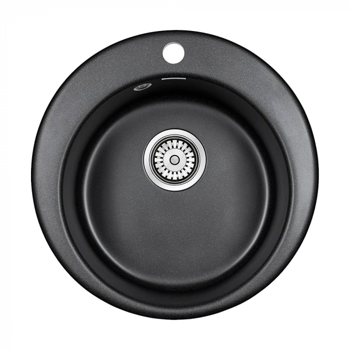 Кухонная мойка Paulmark Мойка GELEGEN 50, IT-GRANIT, PM404800-BL, черный гранит, D475 мм,