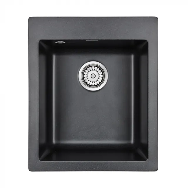 Кухонная мойка Paulmark Мойка KANTE 40, IT-GRANIT, PM104249-BL, черный гранит, 415х490 мм,