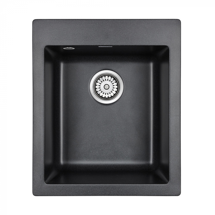 Кухонная мойка Paulmark Мойка KANTE 40, IT-GRANIT, PM104249-BL, черный гранит, 415х490 мм,