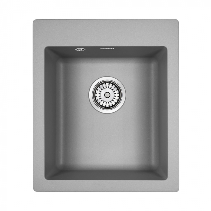 Кухонная мойка Paulmark Мойка KANTE 40, IT-GRANIT, PM104249-GRM, серый металлик, 415х490 мм,