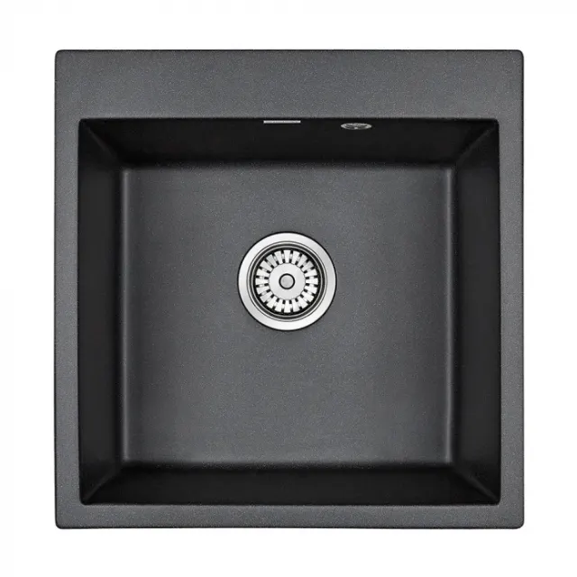 Кухонная мойка Paulmark Мойка KANTE 50, IT-GRANIT, PM105152-BL, черный гранит, 510х520,