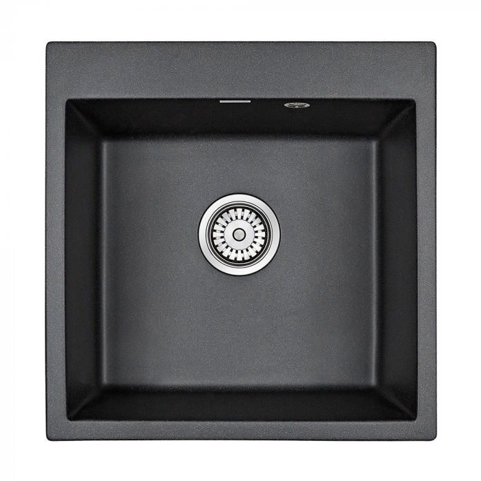 Кухонная мойка Paulmark Мойка KANTE 50, IT-GRANIT, PM105152-BL, черный гранит, 510х520,