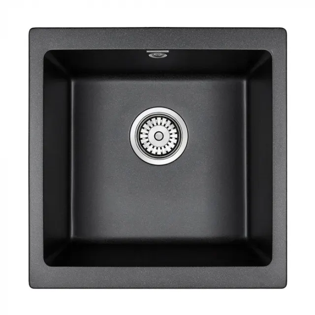 Кухонная мойка Paulmark Мойка GERA 50, IT-GRANIT, PM104546-BL, черный гранит, 445х460, подст. мон.