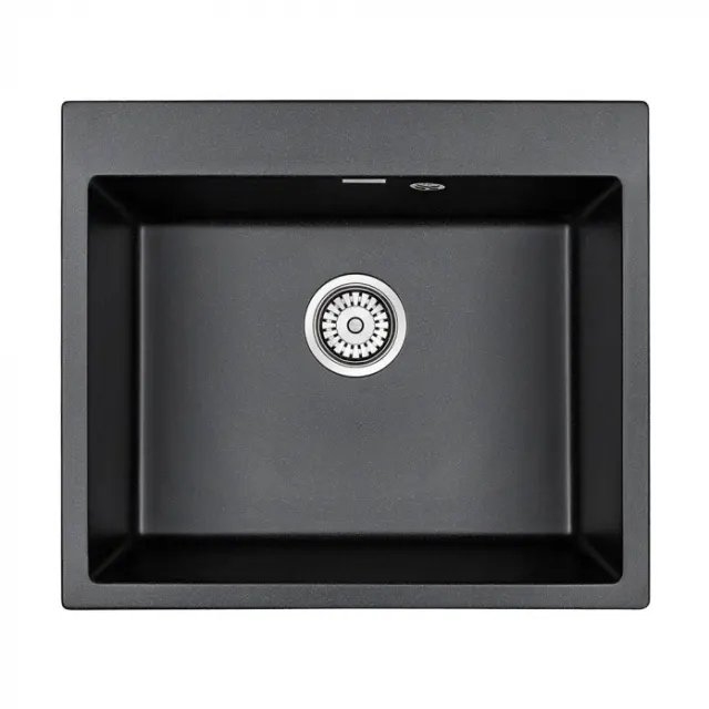 Кухонная мойка Paulmark Мойка KANTE 60, IT-GRANIT, PM106052-BL, черный гранит, 600х520 мм,