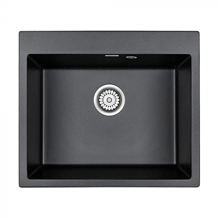 Кухонная мойка Paulmark Мойка KANTE 60, IT-GRANIT, PM106052-BL, черный гранит, 600х520 мм,