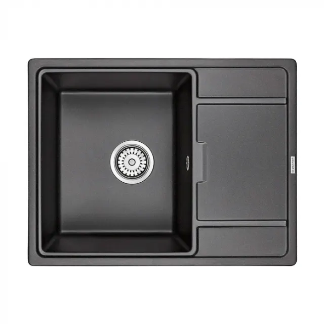 Кухонная мойка Paulmark Мойка FLUGEN 50-650, IT-GRANIT, PM216550-BL, черный гранит, 650х500 мм,