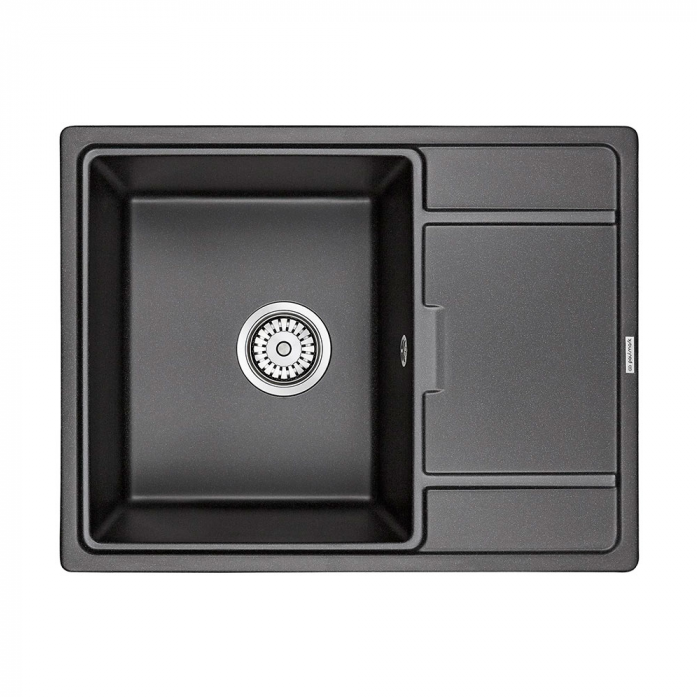 Кухонная мойка Paulmark Мойка FLUGEN 50-650, IT-GRANIT, PM216550-BL, черный гранит, 650х500 мм,