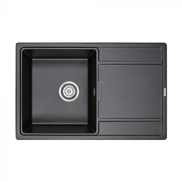 Кухонная мойка Paulmark Мойка FLUGEN 50-780, IT-GRANIT, PM217850-BL, черный гранит, 780х500 мм,