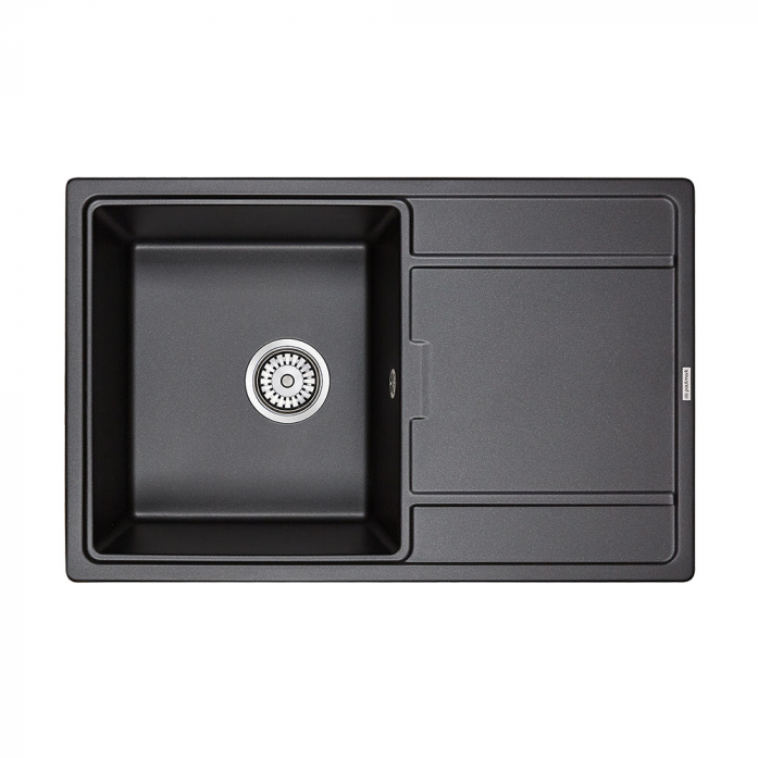 Кухонная мойка Paulmark Мойка FLUGEN 50-780, IT-GRANIT, PM217850-BL, черный гранит, 780х500 мм,