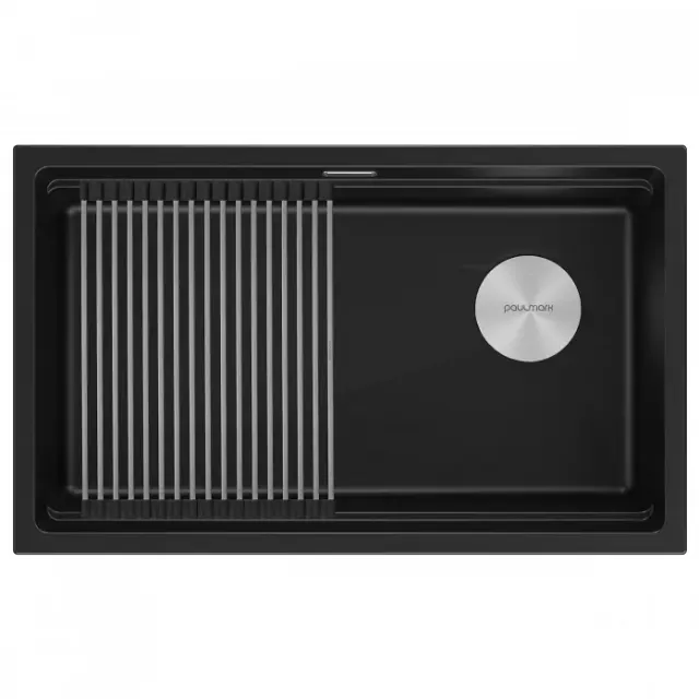 Кухонная мойка Paulmark Мойка LUMI-PRO 74 UNI, IT-GRANIT, LU-PRO 74-BLM, черный, 740х450,