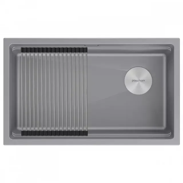 Кухонная мойка Paulmark Мойка LUMI-PRO 74 UNI, IT-GRANIT, LU-PRO 74-GRM, серый металлик, 740х450,