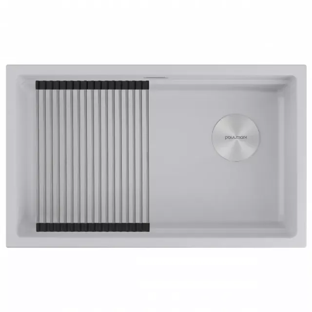 Кухонная мойка Paulmark Мойка LUMI-PRO 74 UNI, IT-GRANIT, LU-PRO 74-WH, белый, 740х450,