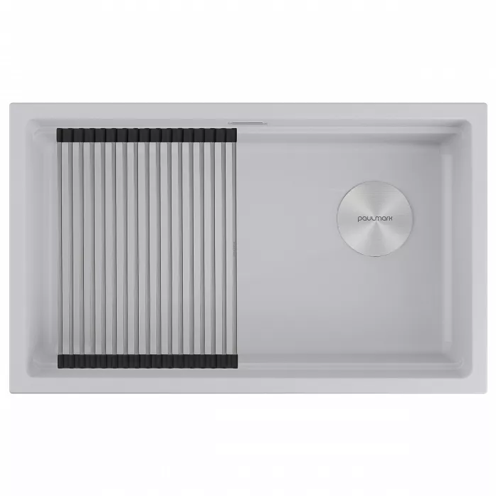 Кухонная мойка Paulmark Мойка LUMI-PRO 74 UNI, IT-GRANIT, LU-PRO 74-WH, белый, 740х450,