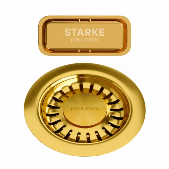 Слив с овальным переливом Paulmark , PM6024-BG, брашированное золото,