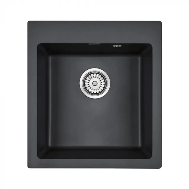 Кухонная мойка Paulmark Мойка KANTE 45, IT-GRANIT, PM104651-BL, черный гранит, 460х510 мм,