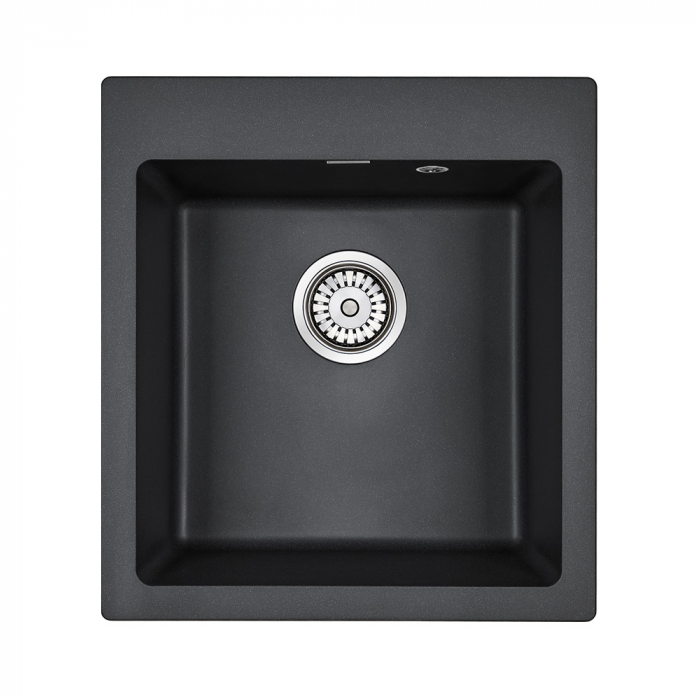 Кухонная мойка Paulmark Мойка KANTE 45, IT-GRANIT, PM104651-BL, черный гранит, 460х510 мм,