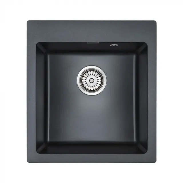 Кухонная мойка Paulmark Мойка KANTE 45, IT-GRANIT, PM104651-BLM, черный, 460х510 мм,