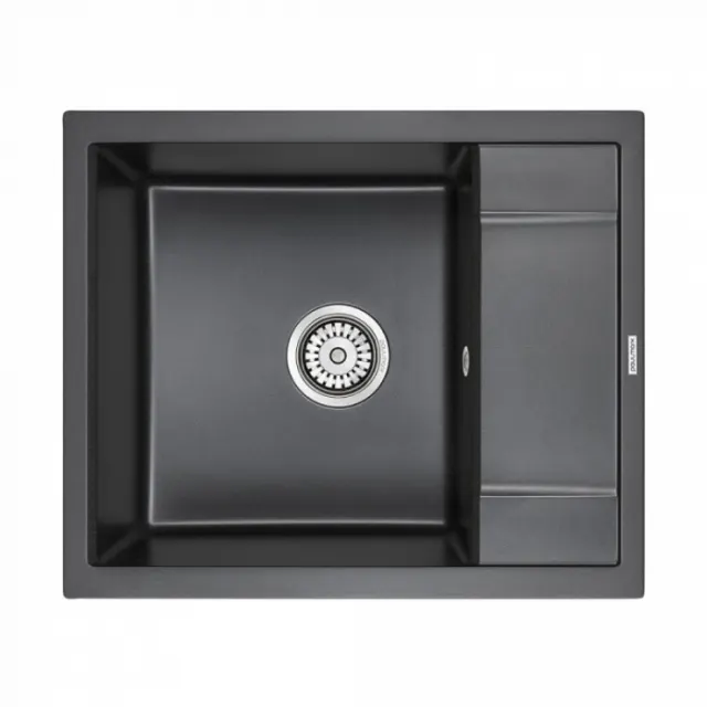 Кухонная мойка Paulmark Мойка FLUGEN 50-600, IT-GRANIT, PM216050-BL, черный гранит, 600х500 мм,