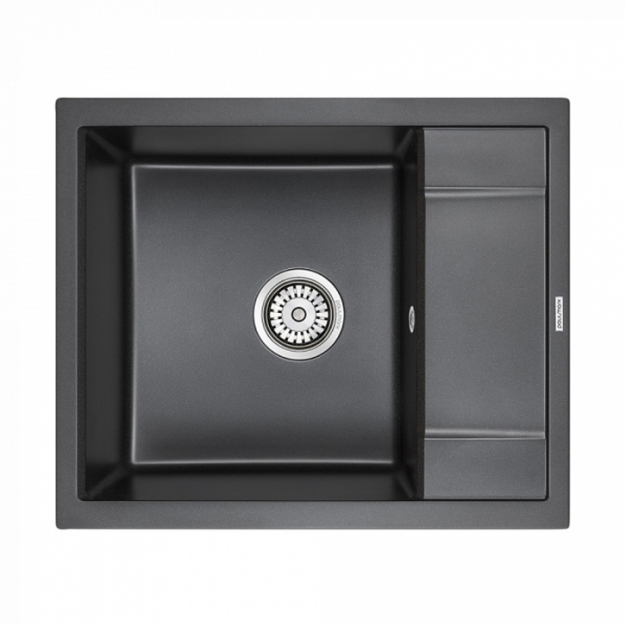 Кухонная мойка Paulmark Мойка FLUGEN 50-600, IT-GRANIT, PM216050-BL, черный гранит, 600х500 мм,